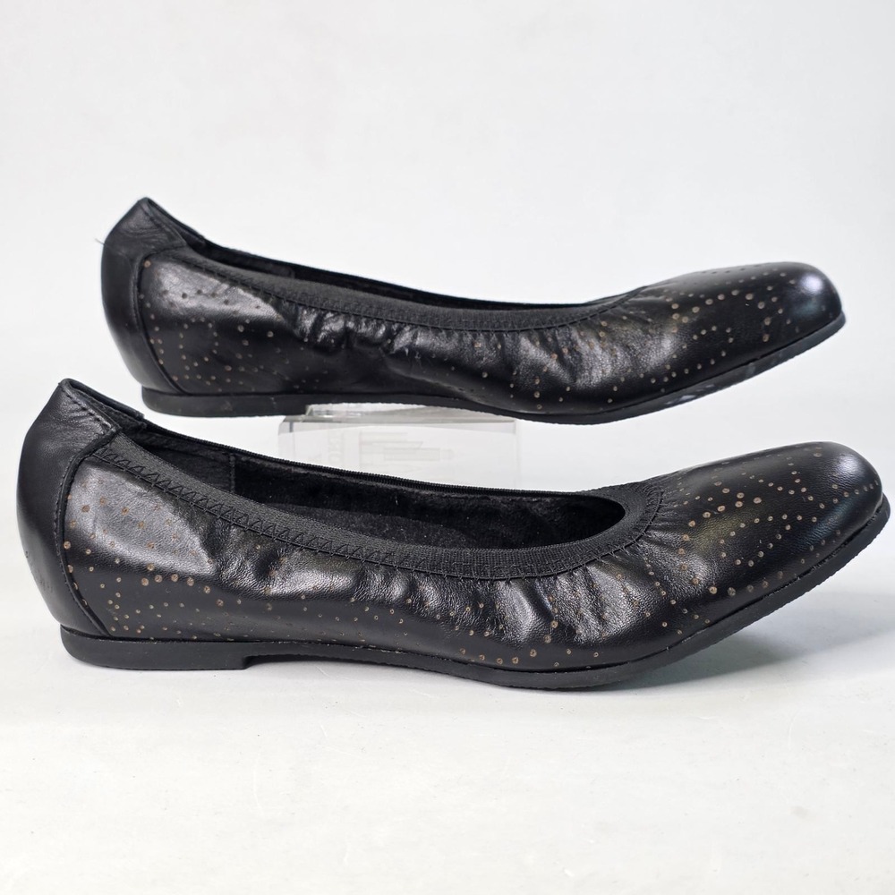 Munro American Brandi Ballet Flats Women's 7 N Black Leather Perforated Shoes